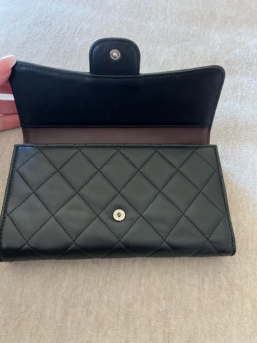 Chanel Classic Long Flap Wallet Lambskin Authentic Good Condition